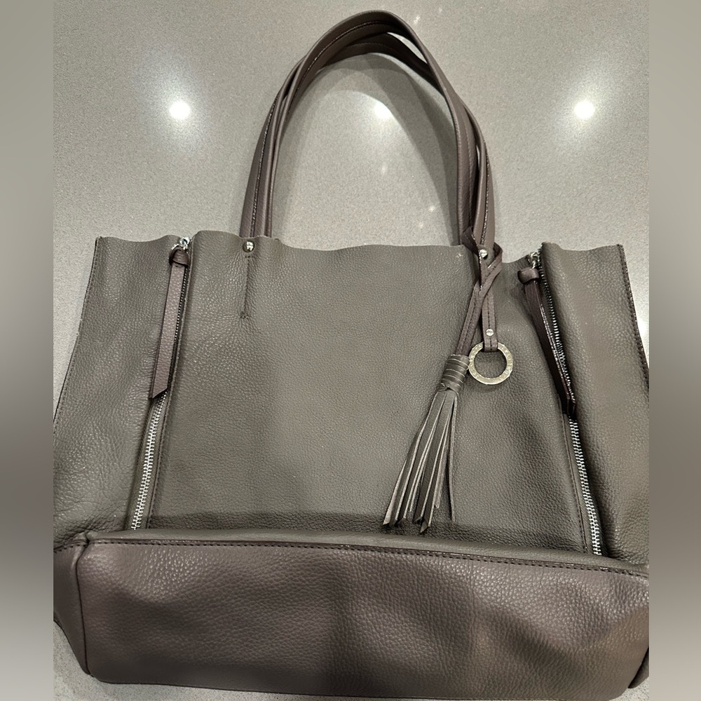 Sanctuary Gray Soft Leather Bleeker Zipper Tote Bag